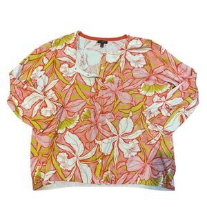 Talbots plus size cotton bright iris print light cotton cardigan plus size 1X